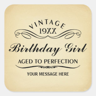 ヴィンテージワインパーソンおもしろい誕生日シール スクエアシール