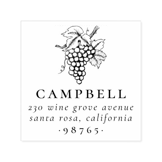 ヴィンテージワインブドウ家族名差出人住所 セルフインキングスタンプ (デザイン)