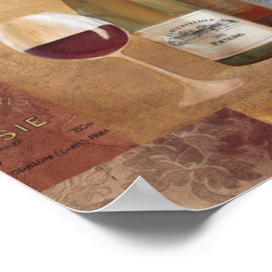 ヴィンテージワインボトルとワイングラス ポスター (角)