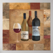 ヴィンテージワインボトルとワイングラス ポスター (正面)