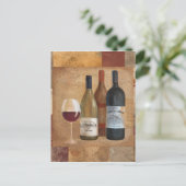 ヴィンテージワインボトルとワイングラス ポストカード (スタンド正面)