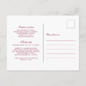 ヴィンテージワインレッドフローラウェディングRSVP招待状 ポストカード (裏面)