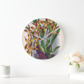 ヴィンテージワイン&イエローオーキッドオドントグロスサムクスピダ ラージ壁時計 (ホーム)