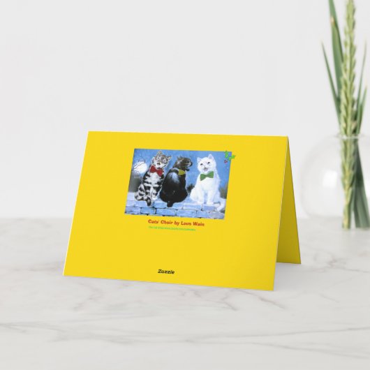 ヴィンテージワイン・クリスマスの猫たちの合唱団アート シーズンカード (裏面)