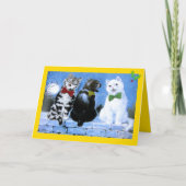 ヴィンテージワイン・クリスマスの猫たちの合唱団アート シーズンカード (正面)