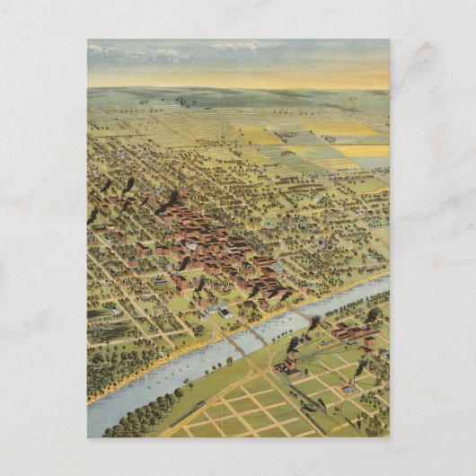 ヴィンテージワコテキサス州の絵図(1892) ポストカード (正面)