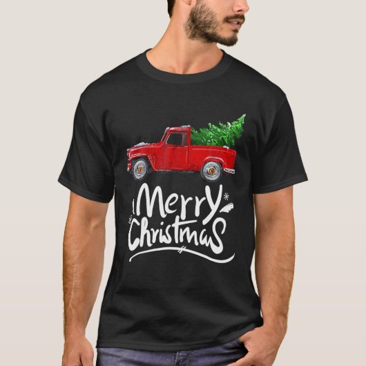 ヴィンテージワゴンクリスマスツリーオンカークリスマス休暇 Tシャツ (正面)