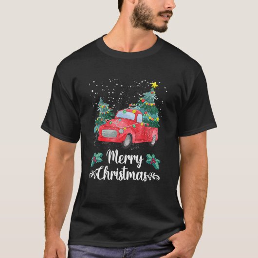 ヴィンテージワゴンクリスマスツリーオンカークリスマス休暇 Tシャツ (正面)