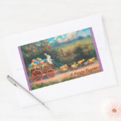 ヴィンテージワゴンシール付きバニー 長方形シール (封筒)