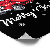 ヴィンテージワゴンレッドトラッククリスマスツリーパジャマファミ ポスター (角)