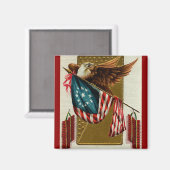 ヴィンテージワシとフラッグの四角い磁石 マグネット (正面/裏面)