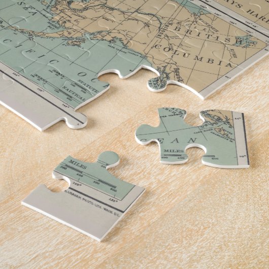 ヴィンテージワシントンとオレゴンのライトハウスの地図(1898) ジグソーパズル (側面)