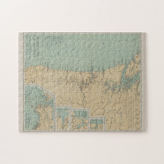 ヴィンテージワシントンとオレゴンのライトハウスの地図(1898) ジグソーパズル (横)