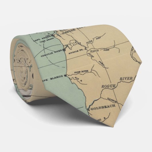 ヴィンテージワシントンとオレゴンのライトハウスの地図(1898) ネクタイ (ロール)