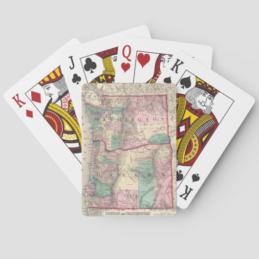 ヴィンテージワシントンとオレゴンの地図（1875年） トランプ (裏面)
