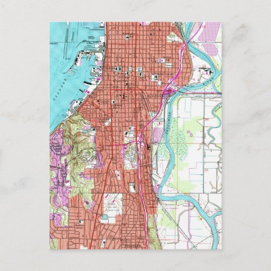 ヴィンテージワシントンの地図(1953年) ポストカード (正面)