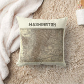 ヴィンテージワシントン地図ピロー クッション (ブランケット)