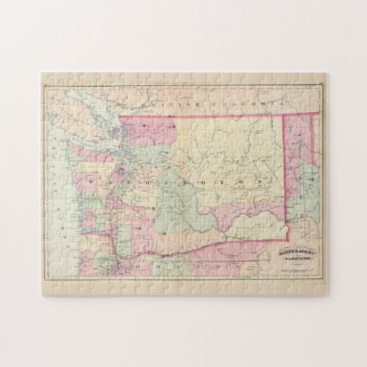 ヴィンテージワシントン州の地図(1874) ジグソーパズル (横)