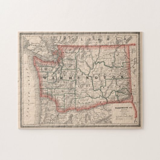 ヴィンテージワシントン州の地図(1883) ジグソーパズル (横)