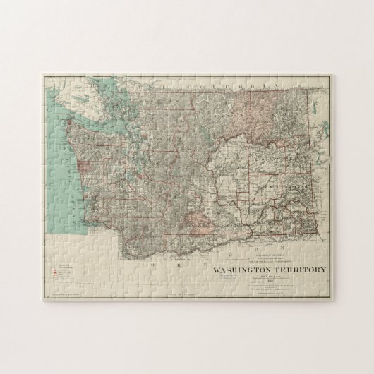 ヴィンテージワシントン州の地図(1887) ジグソーパズル (横)