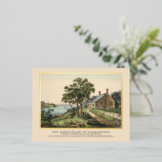 ヴィンテージワシントン生誕地ゴールドフォイルポストカード 箔シーズンポストカード (立ち正面)