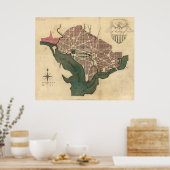 ヴィンテージワシントンD.C.の地図(1793) ポスター (キッチン)