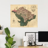 ヴィンテージワシントンD.C.の地図(1793) ポスター (ホームオフィス)