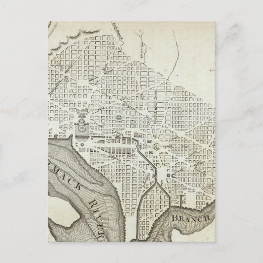 ヴィンテージワシントンD.C.の地図(1794) ポストカード (正面)