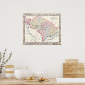 ヴィンテージワシントンD.C.の地図(1864年) ポスター (キッチン)