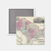 ヴィンテージワシントンD.C.の地図(1866) マグネット (正面/裏面)