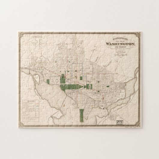 ヴィンテージワシントンDCの地図(1876) ジグソーパズル (横)