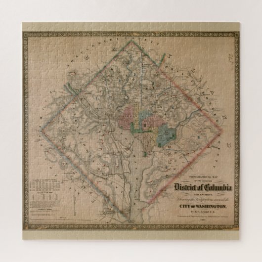 ヴィンテージワシントンDC内戦防衛マップ1864 ジグソーパズル (縦)