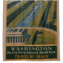 ヴィンテージワシントンDC旅行ポスター シャワーカーテン