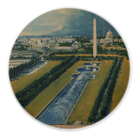 ヴィンテージワシントンDC旅行ポスター セラミックノブ (正面)