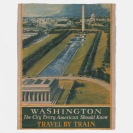 ヴィンテージワシントンDC旅行ポスター フリースブランケット
