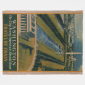 ヴィンテージワシントンDC旅行ポスター フリースブランケット (正面(横))