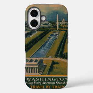 ヴィンテージワシントンDC旅行ポスター iPhone 16ケース