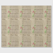 ヴィンテージワセールワスールクリスマスキャロルスクリプト ラッピングペーパー (フラット)