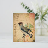 ヴィンテージワックスウィングバードフローラフランスのカルテポスタール ポストカード (スタンド正面)