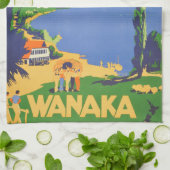 ヴィンテージワナカニュージーランドレイクランドトラベル キッチンタオル (折り畳み)