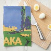 ヴィンテージワナカニュージーランドレイクランドトラベル キッチンタオル (四つ折り)