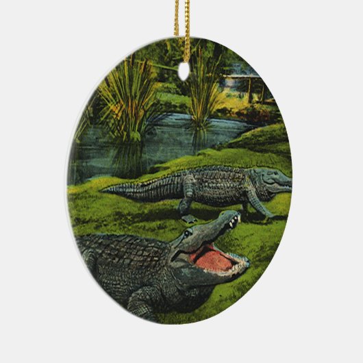 ヴィンテージワニ、海洋生物爬虫類動物 セラミックオーナメント (右)