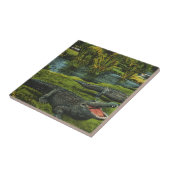 ヴィンテージワニ、海洋生物爬虫類動物 タイル (側面)