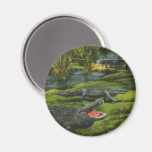 ヴィンテージワニ、海洋生物爬虫類動物 マグネット (正面/裏面)