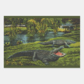 ヴィンテージワニ、海洋生物爬虫類動物 ラッピングペーパーシート (正面3)