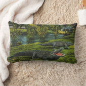 ヴィンテージワニ、海洋生物爬虫類動物 ランバークッション (ブランケット)