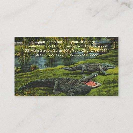 ヴィンテージワニ、海洋生物爬虫類動物 名刺 (裏面)