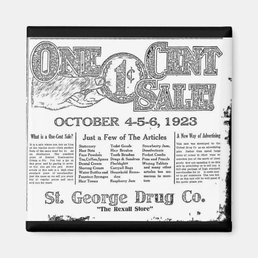 ヴィンテージワンセントセールディキユタ マグネット (正面)