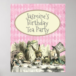 ヴィンテージワンダーランドティーパーティーピンク ポスター