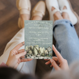 ヴィンテージワンダーランドティーパーティー誕生日招待状 招待状